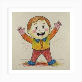 Boy With Arms Up Art Print