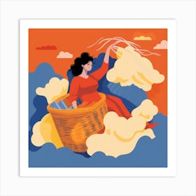 Woman In A Basket 7 Art Print