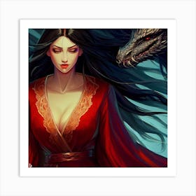 Chinese Woman With Dragon Art Print