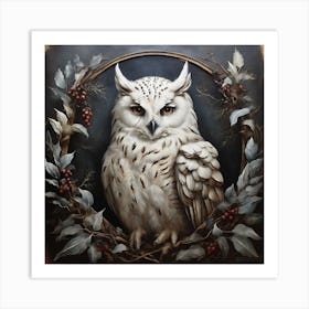 Owl In A Wreath Art Print