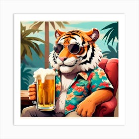 Tiger With Beer Art Print