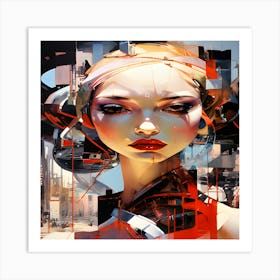 The contemporary girl in the age of technology 1 Art Print