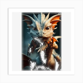 Amazing Portrait Of A Cute Baby Dragons Legendary Creature Art Print