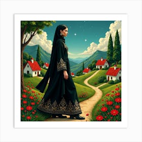 Muslim Woman In Black Art Print