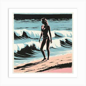 'Woman On The Beach' Art Print