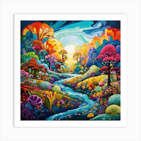 Rainbow In The Forest Art Print