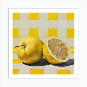 Lemon Yellow Checkerboard 2 Art Print