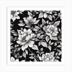 Black And White Peony Art Print