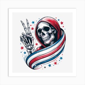 Skeleton American Flag Art Print