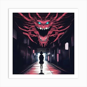 Girl In A Hallway Art Print