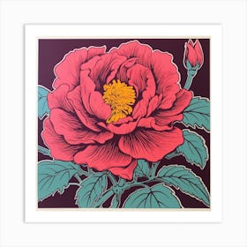 Peony 4 Pop Art Illustration Square Art Print