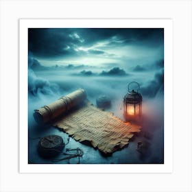 Lantern In The Fog Art Print