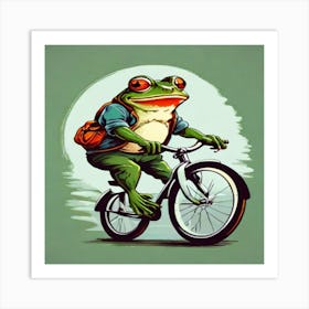 Frog Riding A Bike Art Print