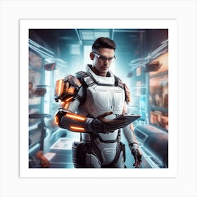 Futuristic Man In Futuristic Suit 58 Art Print