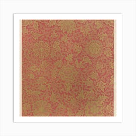 Floral Motifs In Pink And Gold Art Print