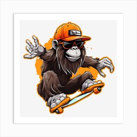 Gorilla Skateboarder Art Print