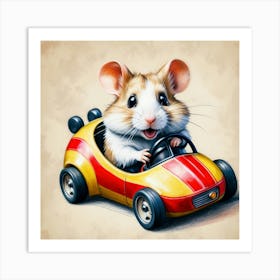 Hamster In A Car 3 Art Print