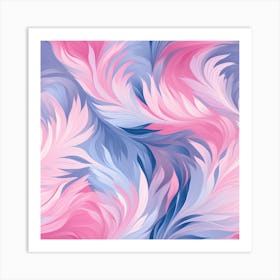 Feathered Swirls in Pink and Blue Abstract Art Print