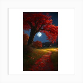 Full Moon In The Forest 4 Art Print