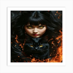 Default Black Cat Who Will Attack You With Fire Woman 0 Art Print