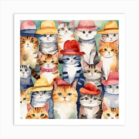 Cats In Hats Art Print