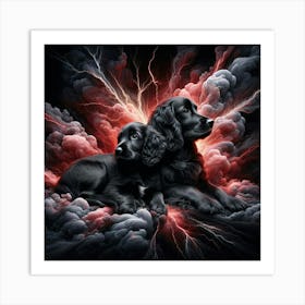 Lightning Dogs Art Print