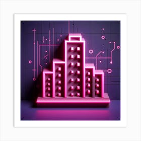 Neon City - Neon Stock Videos & Royalty-Free Footage Art Print