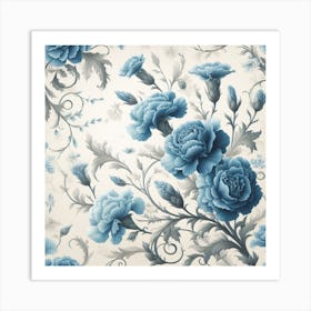 Blue carnations 1 Art Print