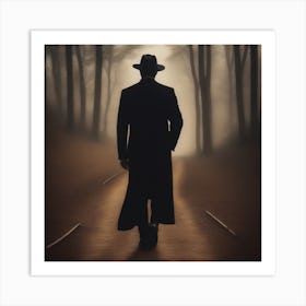 Man Walking In The Woods Art Print