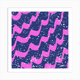 Pink And Blue Wavy Pattern Art Print