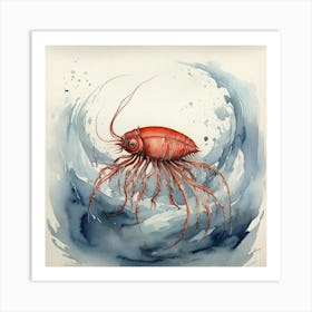 Northern Krill Vintage Graphic Watercolour Art Print 1 Art Print