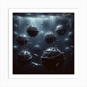 Shark minefield Art Print