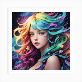 Rainbow Haired Girl Art Print