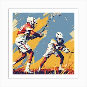 Lacrosse Players In Action Art Print