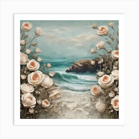 Roses On The Beach Art Print