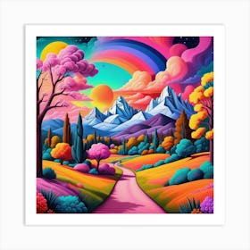 Rainbow Landscape Art Print