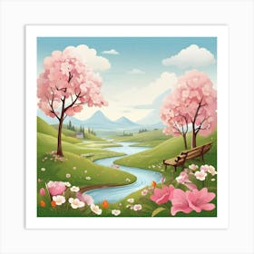 Cherry Blossoms In Spring art print Art Print