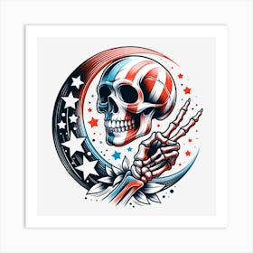 American Flag Skull 2 Art Print