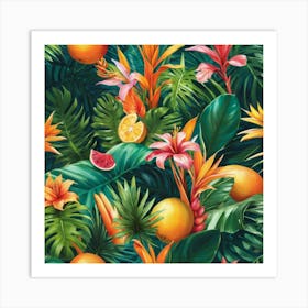 Tropical Fruit Wallpaper paintings art print Art Print