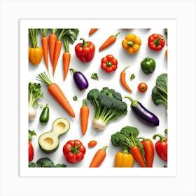 Colorful Vegetables On White Background 1 Art Print