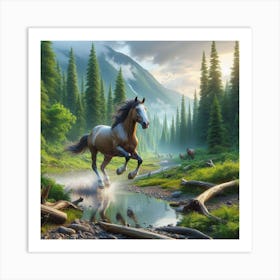 Horse In The Forest Art Print