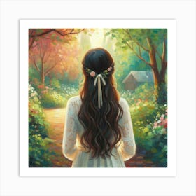 Girl In The Forest Art Print