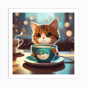 Cute Kitten In A Cup Art Print