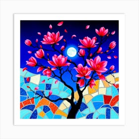 Magnolia Tree mosaics 1 Art Print