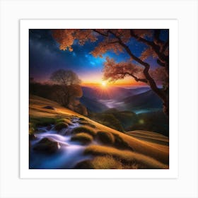 Sunset In The Mountains 55 Art Print