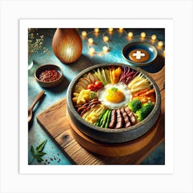 A Beautifully Presented Dish Named Bibimbap Fondue Bowl 1024x1024 Art Print