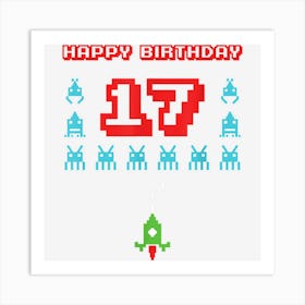 Kids 17th Birthday Video Game Number Seventeen Party Art Print