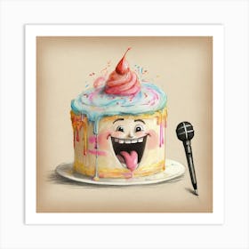 Cake With Microphone Art Print