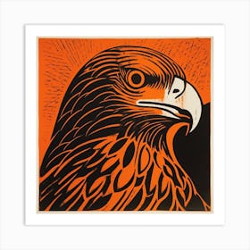 Retro Bird Lithograph Hawk 2 Art Print