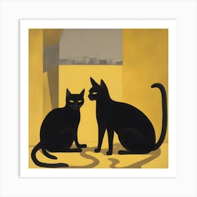 Two Black Cats 1 Art Print